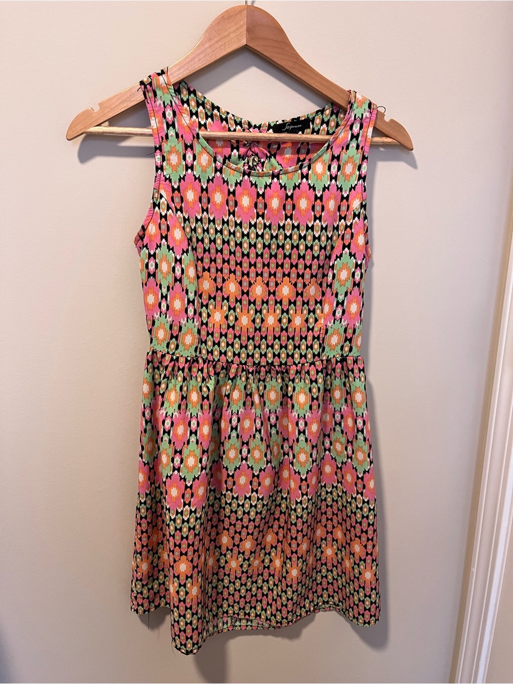 Soprano Sleeveless Floral Geo Dress in Pink, Green, Black